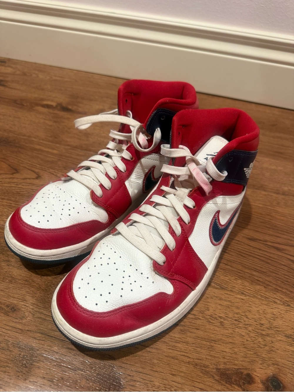 Nike Women's High-Top Sneakers in Red, White & Navy